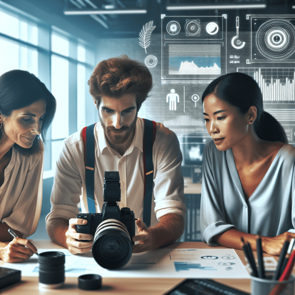 Three collaborative professionals in a modern office setting, a Caucasian woman, a Hispanic man, and an Asian woman, are actively engaged in the video